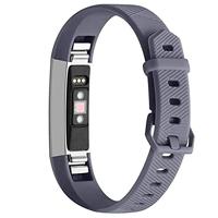 By Qubix - Compatible met Fitbit Alta HR siliconen bandje met gesp Maat: Large - Grijs - Compatible fitbit bandje