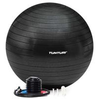 Tunturi Anti Burst Fitness bal met Pomp - Yoga bal 90 cm - Pilates bal - Zwangerschapsbal – 220 kg gebruikersgewicht - Incl Trainingsapp – Zwart