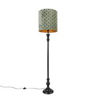 QAZQA Klassieke vloerlamp zwart met kap pauw dessin 40 cm - Classico - thumbnail