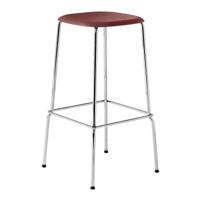 HAY Soft Edge Barkruk 75 cm. - Rood Gebeitst/Chroom Onderstel