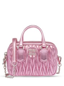 Miu Miu sac à main matelassé à fini métallisé - Rose