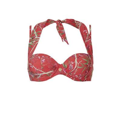 TC WOW gebloemde strapless beugel bikinitop rood/groen TC WOW gebloemde strapless beugel bikinitop rood/groen