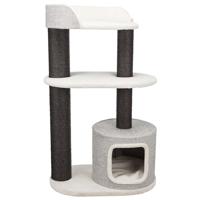 TRIXIE Cara 125,7 cm kattentoren, sisal-krabpalen, kattenboom met appartement, plateau, afneembaar kussen, grijs