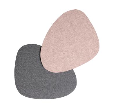 Jay Hill Onderzetters Leer - Grijs / Roze - Organic - dubbelzijdig - 13 x 11 cm - 6 Stuks