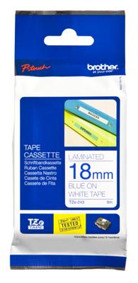 Labeltape brother tze-243 18 mm x 8 m wit / blauw Labeltape brother tze-243 18 mm x 8 m wit / blauw