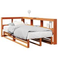 vidaXL Bed met boekenkast zonder matras grenenhout wasbruin 90x190 cm, bed, slaapkamermeubels, massief houten bed, eenpersoonsbed, houten bed