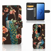 Samsung Galaxy S9 Plus Telefoonhoesje met Pasjes Pauw met Bloemen - thumbnail