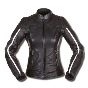 MODEKA Alva Lady, Leren motorjas dames, Zwart-Wit