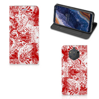 Mobiel BookCase Nokia 9 PureView Angel Skull Rood