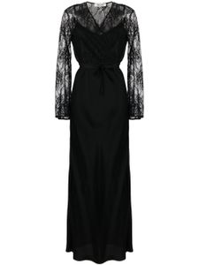 DVF Diane von Furstenberg Anisa floral-lace satin maxi dress - Noir