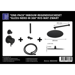 Best Design One Pack inbouw regendoucheset Gless Nero M 300 RVS mat zwart 4005440