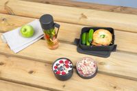 Brabantia Make & Take ontbijt- en lunchset 3-delig, kunststof (waterfles met zeef, ontbijtkom, lunchbox) - Dark Grey - thumbnail