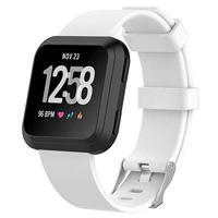 By Qubix - Compatible met Fitbit Versa 1/2 & Lite rubberen sport bandje - Wit - Compatible fitbit bandje