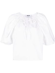 MSGM blouse froncée à manches bouffantes - Blanc