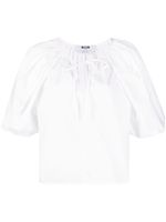 MSGM blouse froncée à manches bouffantes - Blanc - thumbnail