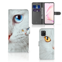 Samsung Note 10 Lite Telefoonhoesje met Pasjes Witte Kat - thumbnail