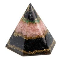 Orgonite Piramide Zwarte Toermalijn/ Rozenkwarts Facet (95 mm) - thumbnail