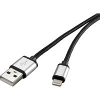 Renkforce USB-kabel USB 2.0 USB-A stekker, Apple Lightning stekker 0.50 m Donkergrijs Gesleeved RF-3969327 - thumbnail