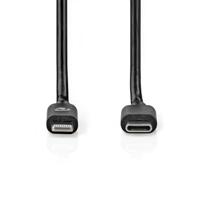 Lightning-kabel - USB 2.0 - Apple Lightning 8-Pin - USB-C stekker - 480 Mbps - vernikkeld - 1,00 m - rond - PVC - zwart - label