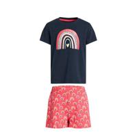 WE Fashion shortama met all over print deep blue