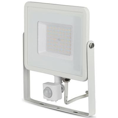 LED Bouwlamp 50 Watt met Sensor - LED Schijnwerper - Viron Dana - Helder/Koud Wit 6400K - Mat Wit - Aluminium - SAMSUNG LED Bouwlamp 50 Watt met Sensor - LED Schijnwerper - Viron Dana - Helder/Koud Wit 6400K - Mat Wit - Aluminium - SAMSUNG