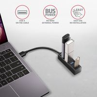 AXAGON AXAGON HUE-M1A Superspeed USB-A Mini Hub, 4x USB 3.0 - 20cm, schwarz USB 3.0-hub 4 poorten Zwart - thumbnail