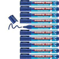edding 380 flipchart marker - blauw - 10 stiften - roonde punt 1,5-3 mm - stift voor schrijven, tekenen en markeren op flip-over papier - drukt niet door - droogt niet uit- intensieve kleur