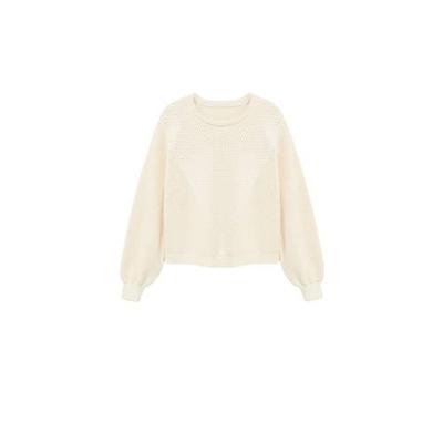 Violeta by Mango gebreide trui met textuur ecru Violeta by Mango gebreide trui met textuur ecru