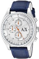 Horlogeband Armani Exchange AX1609 Leder/Textiel Blauw 22mm - thumbnail