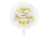 Folieballon Happy Birthday Goud/Wit (45cm)