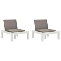 vidaXL Loungestoelen 2 st met kussens kunststof wit