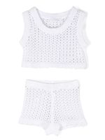 Monnalisa ensemble short en maille ajourée - Blanc