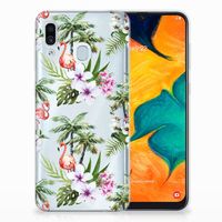 Samsung Galaxy A30 TPU Hoesje Flamingo Palms - thumbnail