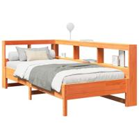 vidaXL bed met boekenkast zonder matras grenenhout wasbruin 90x200 cm, bed, slaapkamermeubels, massief houten bed, eenpersoonsbed, houten bed