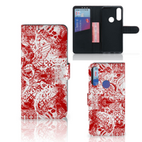 Telefoonhoesje met Naam Alcatel 1S 2020 Angel Skull Rood - thumbnail