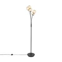 QAZQA Moderne vloerlamp zwart met goud 5-lichts - Athens Wire