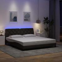 vidaXL Bedframe met LED zonder matras 180x200 cm stof donkerbruin, bed, bed ombouw, stoffen bed, bedbodem, 2-persoons bed, gebogen bedframe