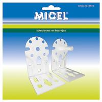 MICEL - 92555 - hoekhouder voor luifelas, wand- en plafondbevestiging, stalen afwerking, gelakt, wit, 65 x 86 x 108 mm