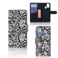 Samsung Galaxy M31 Hoesje Black Flowers