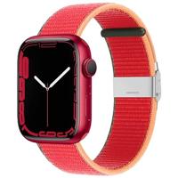 By Qubix - Nylon bandje met klemsluiting - Rood - Compatible met Apple Watch 38mm / 40mm / 41mm / 42mm - Compatible Apple watch bandjes