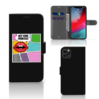 Apple iPhone 11 Pro Max Wallet Case met Pasjes Popart Princess Apple iPhone 11 Pro Max Wallet Case met Pasjes Popart Princess
