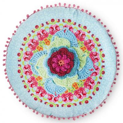 Happiness sierkussen rond Happiness 55 cm polyester aqua Happiness sierkussen rond Happiness 55 cm polyester aqua