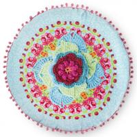 Happiness sierkussen rond Happiness 55 cm polyester aqua