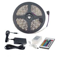 Set van 5m 24W 30LED/m IP65 RGB LED strip met afstandsbediening, controller en voeding - thumbnail