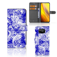 Telefoonhoesje met Naam Xiaomi Poco X3 | Poco X3 Pro Angel Skull Blauw