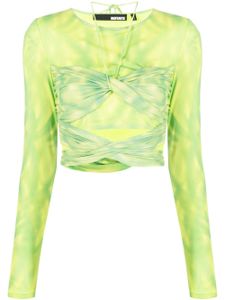 ROTATE BIRGER CHRISTENSEN layered cropped tie-dye top - Vert