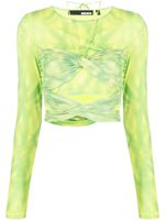 ROTATE BIRGER CHRISTENSEN layered cropped tie-dye top - Vert - thumbnail