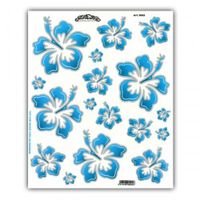 Transfer-set hawaiian flowers turquoise 24x20cm