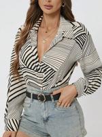 Geometric Loose Shirt Collar Casual Blouse