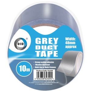 DID duct tape/reparatietape grijs 10 meter x 48 mm